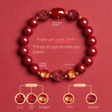 Zodiac Patron Buddha Cinnabar Bracelet - Buddhist Blessed - Three-in-One Six-in-One - Red Leaf Forest