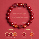Zodiac Patron Buddha Cinnabar Bracelet - Buddhist Blessed - Three-in-One Six-in-One - Red Leaf Forest