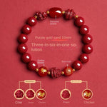 Zodiac Patron Buddha Cinnabar Bracelet - Buddhist Blessed - Three-in-One Six-in-One - Red Leaf Forest