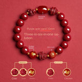 Zodiac Patron Buddha Cinnabar Bracelet - Buddhist Blessed - Three-in-One Six-in-One - Red Leaf Forest
