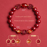 Zodiac Patron Buddha Cinnabar Bracelet - Buddhist Blessed - Three-in-One Six-in-One - Red Leaf Forest