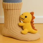 Christmas Knit Socks - Dinosaur Design
