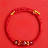 Zodiac Horse Year Red String Bracelet - 2026 Style 2 - Red Leaf Forest