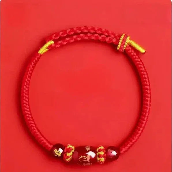 Zodiac Horse Year Red String Bracelet - 2026 Style 2 - Red Leaf Forest