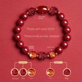 Zodiac Patron Buddha Cinnabar Bracelet - Buddhist Blessed - Three-in-One Six-in-One - Red Leaf Forest