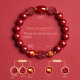 Zodiac Patron Buddha Cinnabar Bracelet - Buddhist Blessed - Three-in-One Six-in-One - Red Leaf Forest