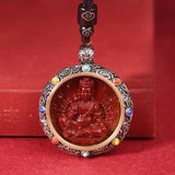 Cinnabar Zodiac Pendant - Traditional Cultural Jewelry - Red Leaf Forest