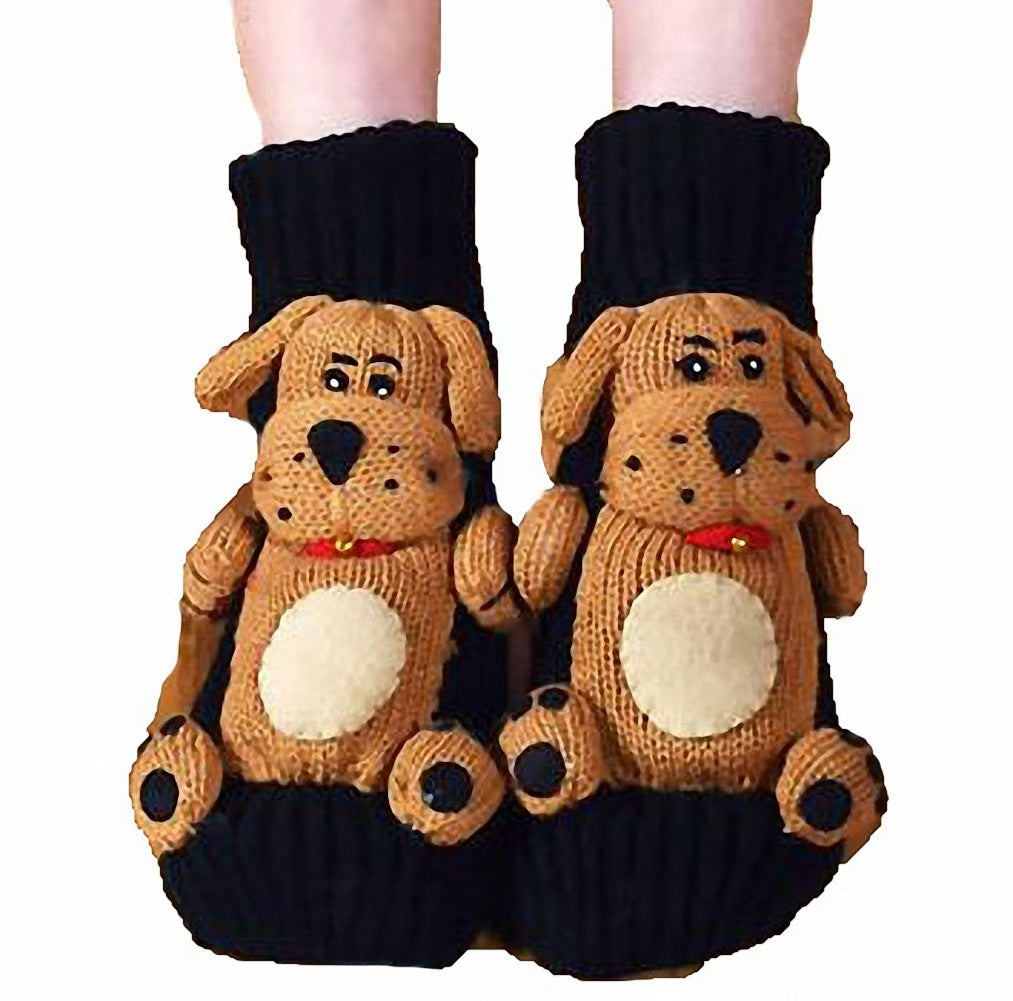 Christmas Winter Warm Socks - Brown Bear Design