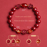 Zodiac Patron Buddha Cinnabar Bracelet - Buddhist Blessed - Three-in-One Six-in-One - Red Leaf Forest