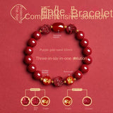 Zodiac Patron Buddha Cinnabar Bracelet - Buddhist Blessed - Three-in-One Six-in-One - Red Leaf Forest