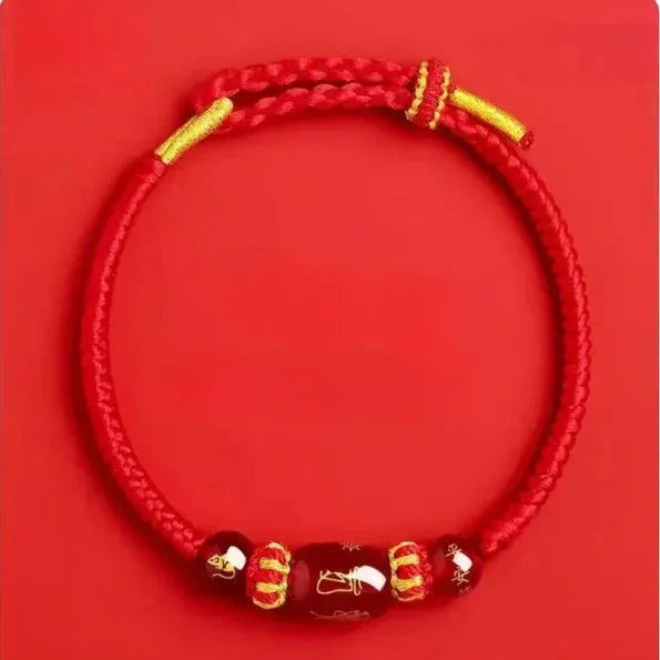 Zodiac Horse Year Red String Bracelet - 2026 Style 2 - Red Leaf Forest