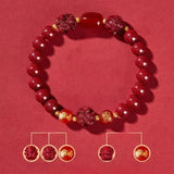 Zodiac Cinnabar Bracelet - Handcrafted Traditional Jewelry - Red Leaf Forest