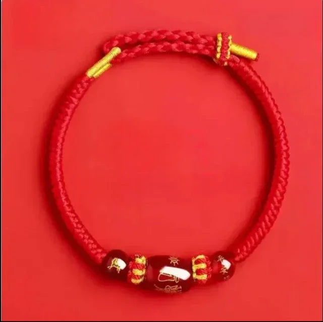 Zodiac Horse Year Red String Bracelet - 2026 Style 2 - Red Leaf Forest