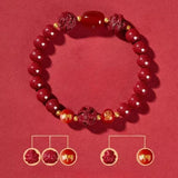 Zodiac Cinnabar Bracelet - Handcrafted Traditional Jewelry - Red Leaf Forest