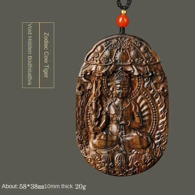 Chinese Zodiac Agarwood Pendant - Handcrafted Traditional Jewelry - Red Leaf Forest