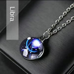 Constellation Necklace Glow in Dark - 12 Zodiac Signs Crystal Pendant - Red Leaf Forest