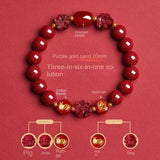 Zodiac Patron Buddha Cinnabar Bracelet - Buddhist Blessed - Three-in-One Six-in-One - Red Leaf Forest