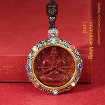 Cinnabar Life-Bearing Buddha Pendant - Red Leaf Forest