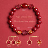Zodiac Patron Buddha Cinnabar Bracelet - Buddhist Blessed - Three-in-One Six-in-One - Red Leaf Forest
