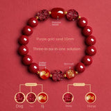 Zodiac Patron Buddha Cinnabar Bracelet - Buddhist Blessed - Three-in-One Six-in-One - Red Leaf Forest