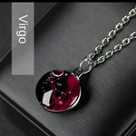Constellation Necklace Glow in Dark - 12 Zodiac Signs Crystal Pendant - Red Leaf Forest