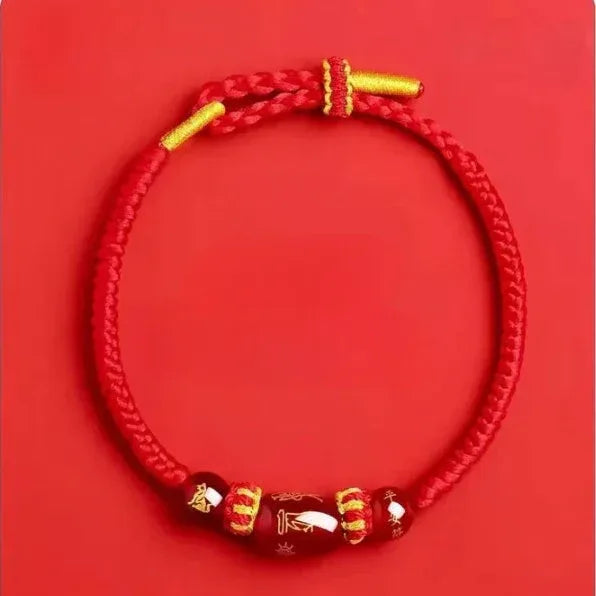 Zodiac Horse Year Red String Bracelet - 2026 Style 2 - Red Leaf Forest