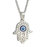 Hamsa Hand Pendant - Alloy Protection Charm Necklace - Red Leaf Forest
