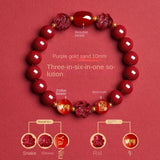 Zodiac Patron Buddha Cinnabar Bracelet - Buddhist Blessed - Three-in-One Six-in-One - Red Leaf Forest