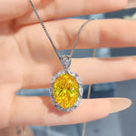 Yellow Citrine Halo Pendant Necklace - Red Leaf Forest