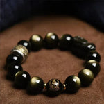 Gold Obsidian Bracelet - Traditional Cultural Jewelry - Red Leaf Forest