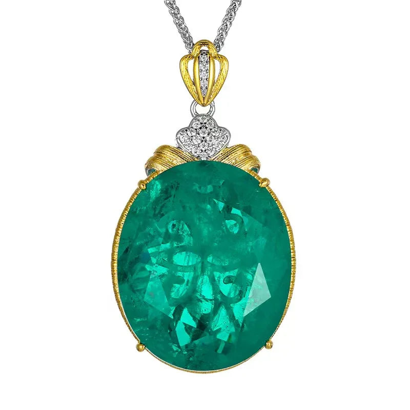 Vintage Oval Turquoise Pendant Necklace - Red Leaf Forest