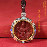 Cinnabar Life-Bearing Buddha Pendant - Red Leaf Forest