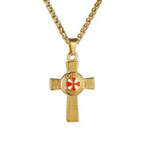 Titanium Steel Cross Pendant Necklace - Red Leaf Forest