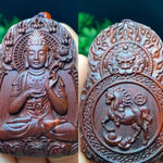 Chinese Zodiac Sandalwood Pendant - Handcrafted Traditional Jewelry - Red Leaf Forest