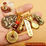 Five Emperor Coins Keychain - Traditional Chinese Cultural Accessory - Red Leaf Forest