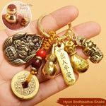 Five Emperor Coins Keychain - Traditional Chinese Cultural Accessory - Red Leaf Forest
