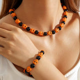 2  :Halloween pumpkin skull necklace and bracelet