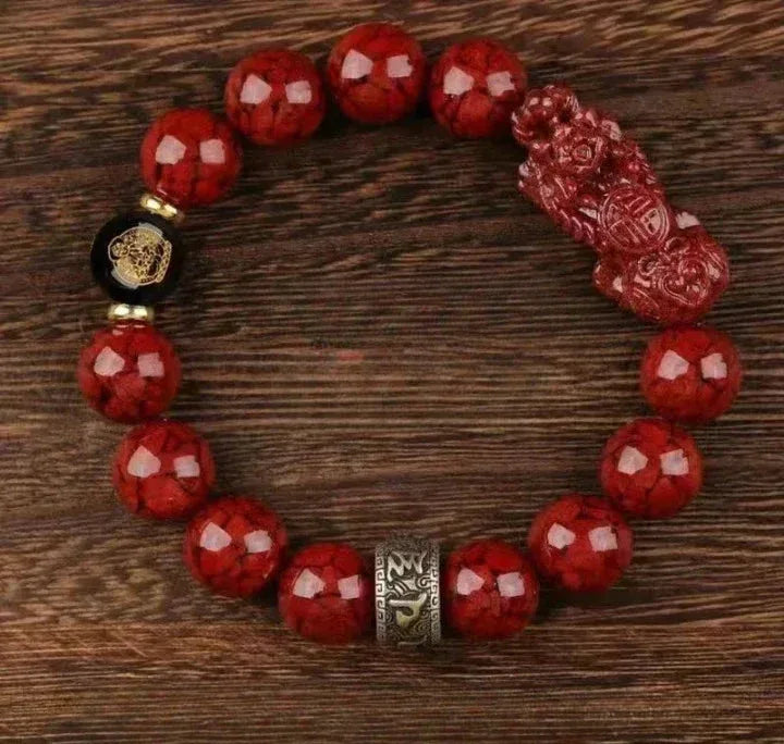 Zodiac Cinnabar Bracelet - Handcrafted Traditional Jewelry - Red Leaf Forest