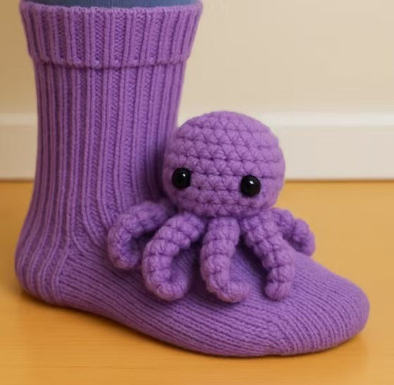 Christmas Knit Socks - Octopus Design
