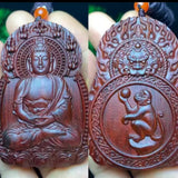 Chinese Zodiac Sandalwood Pendant - Handcrafted Traditional Jewelry - Red Leaf Forest
