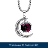 Zodiac Constellation Moon Necklace - Glow in Dark Pendant for All 12 Signs