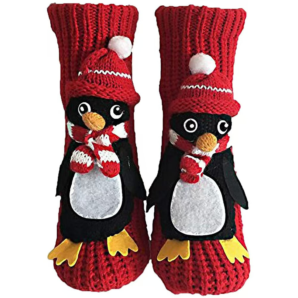 Christmas Winter Warm Socks - Red Penguin Design