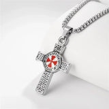 Titanium Steel Cross Pendant Necklace - Red Leaf Forest