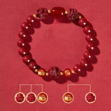Zodiac Cinnabar Bracelet - Handcrafted Traditional Jewelry - Red Leaf Forest