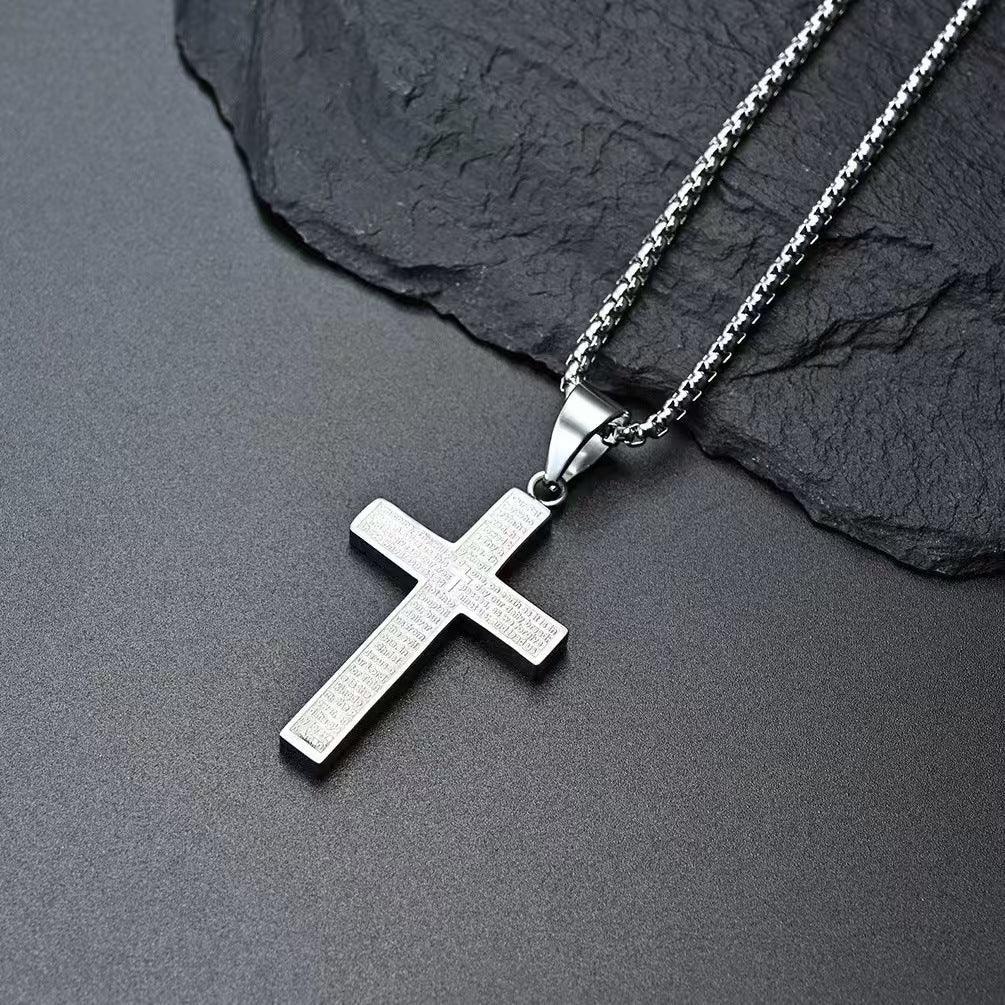 Gold Silver Two-Tone Cross Pendant Necklace - Red Leaf Forest