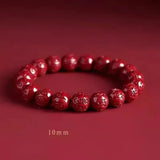 Buddhist Six-Syllable Mantra Vermilion Cinnabar Bracelet - Red Leaf Forest