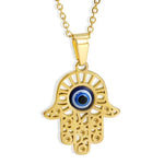 Hamsa Hand Pendant - Alloy Protection Charm Necklace - Red Leaf Forest