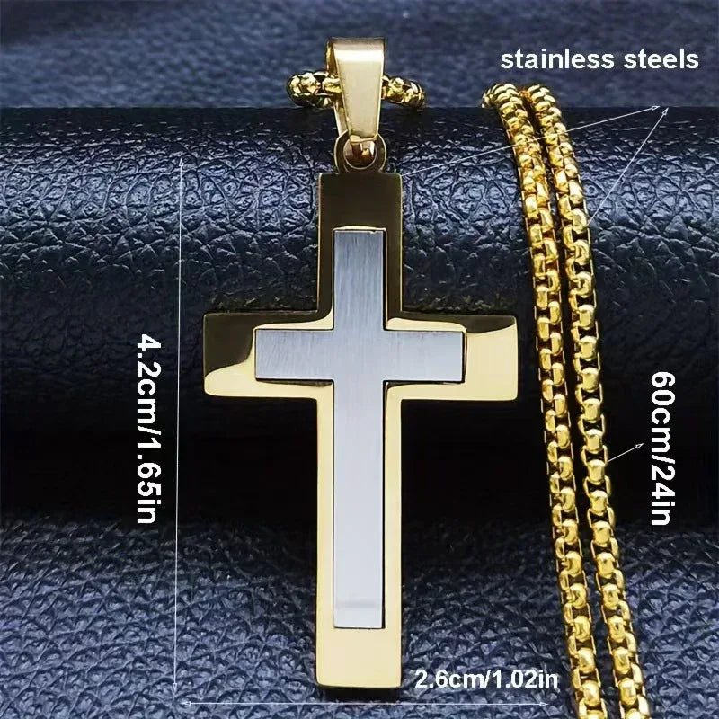 Titanium Steel Cross Pendant Necklace - 30g - Red Leaf Forest