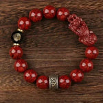 Zodiac Cinnabar Bracelet - Handcrafted Traditional Jewelry - Red Leaf Forest