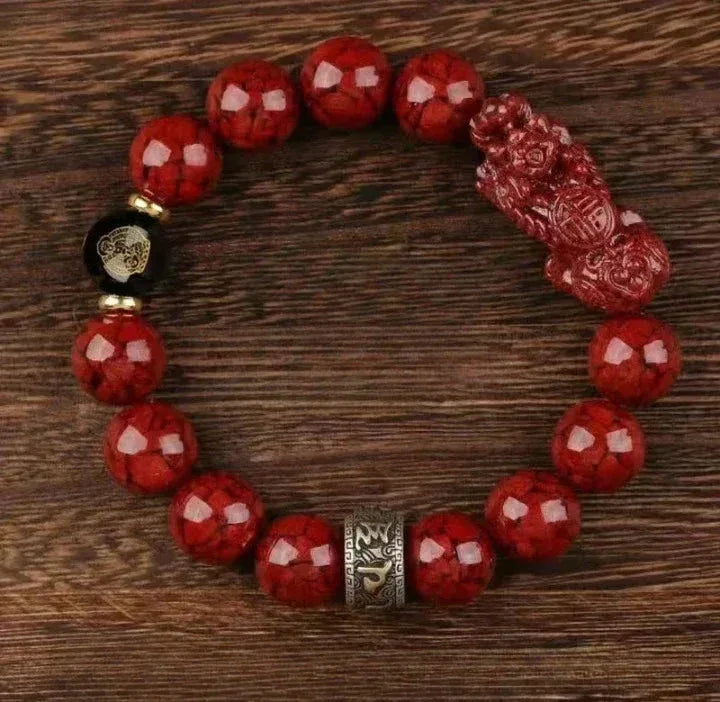 Zodiac Cinnabar Bracelet - Handcrafted Traditional Jewelry - Red Leaf Forest